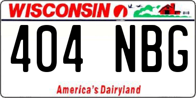 WI license plate 404NBG
