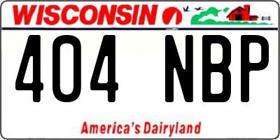 WI license plate 404NBP