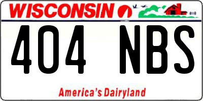 WI license plate 404NBS