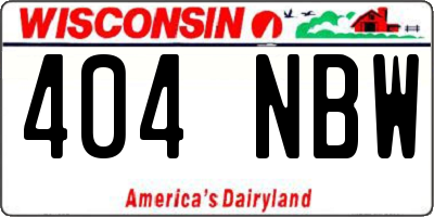 WI license plate 404NBW