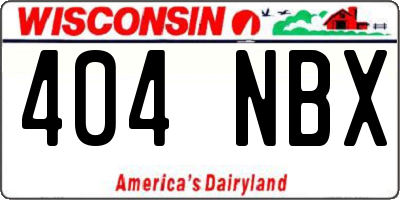 WI license plate 404NBX