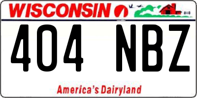 WI license plate 404NBZ