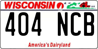 WI license plate 404NCB