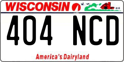WI license plate 404NCD