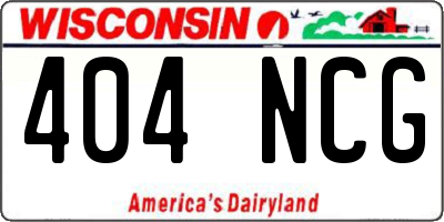 WI license plate 404NCG