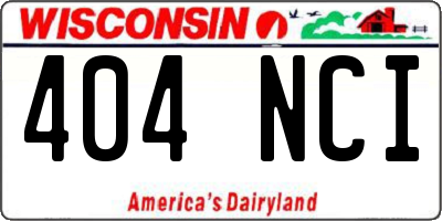 WI license plate 404NCI