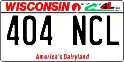 WI license plate 404NCL