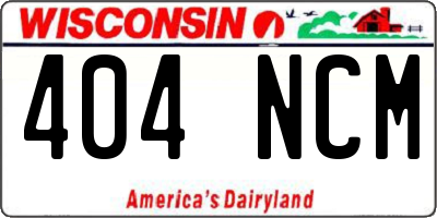 WI license plate 404NCM
