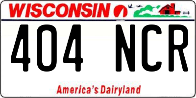 WI license plate 404NCR