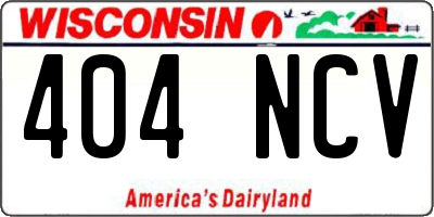 WI license plate 404NCV