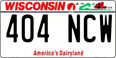WI license plate 404NCW