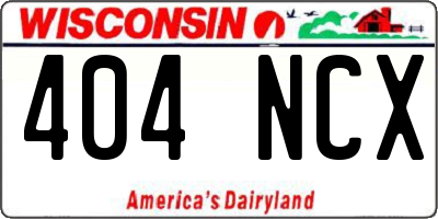 WI license plate 404NCX