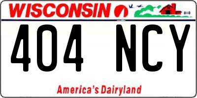 WI license plate 404NCY
