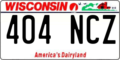 WI license plate 404NCZ