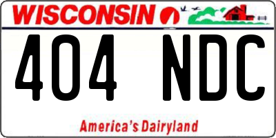 WI license plate 404NDC