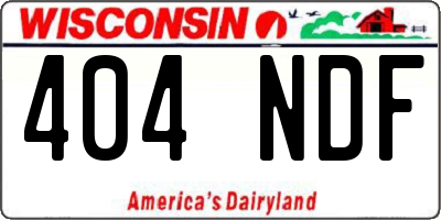 WI license plate 404NDF