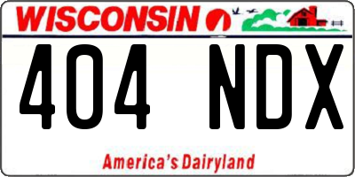 WI license plate 404NDX