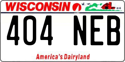 WI license plate 404NEB