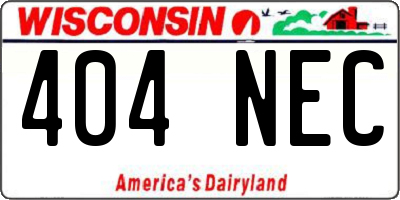 WI license plate 404NEC
