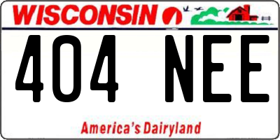 WI license plate 404NEE