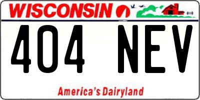 WI license plate 404NEV