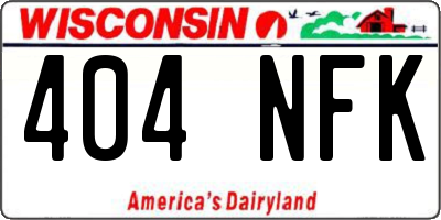 WI license plate 404NFK