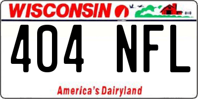 WI license plate 404NFL