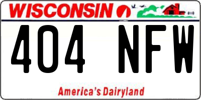 WI license plate 404NFW