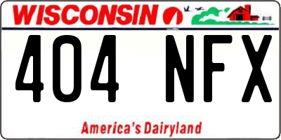 WI license plate 404NFX