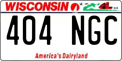WI license plate 404NGC