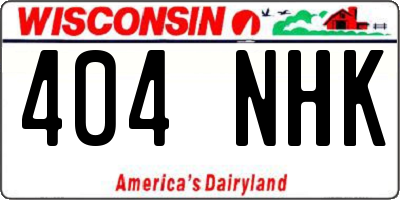 WI license plate 404NHK