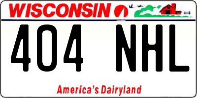 WI license plate 404NHL