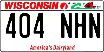 WI license plate 404NHN