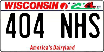WI license plate 404NHS