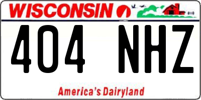 WI license plate 404NHZ