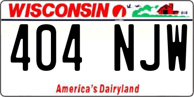 WI license plate 404NJW