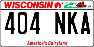 WI license plate 404NKA