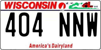 WI license plate 404NNW