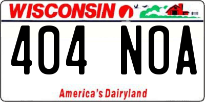 WI license plate 404NOA