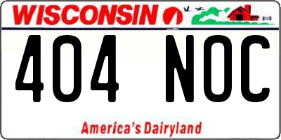 WI license plate 404NOC