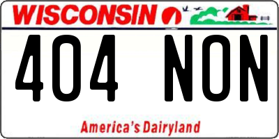 WI license plate 404NON