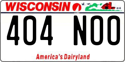 WI license plate 404NOO