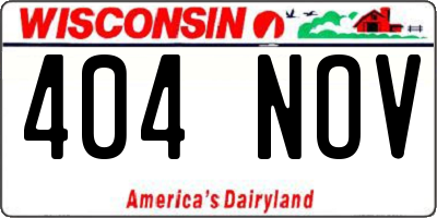 WI license plate 404NOV