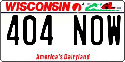 WI license plate 404NOW