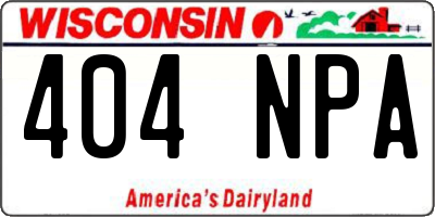WI license plate 404NPA
