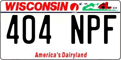 WI license plate 404NPF
