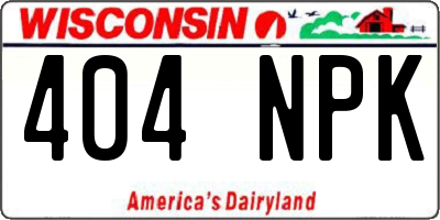 WI license plate 404NPK