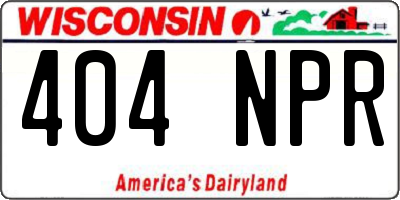 WI license plate 404NPR