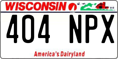 WI license plate 404NPX