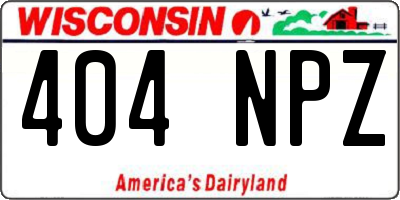 WI license plate 404NPZ